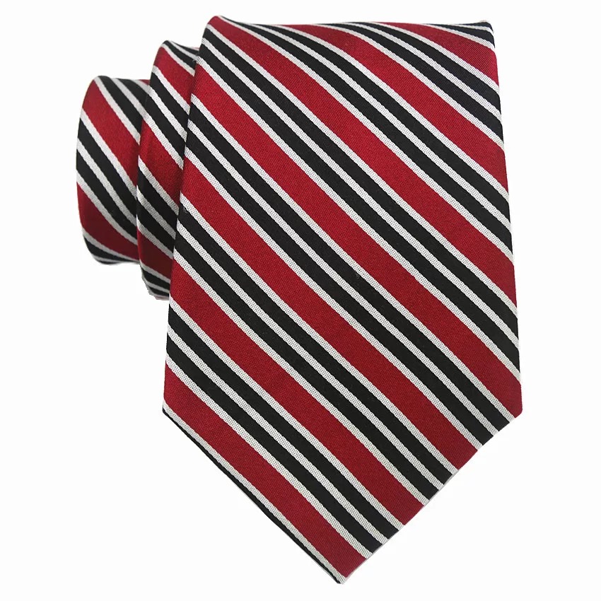 Modern Tailor | Red Striped Tie Red, Black and Gray Stripe Tie
