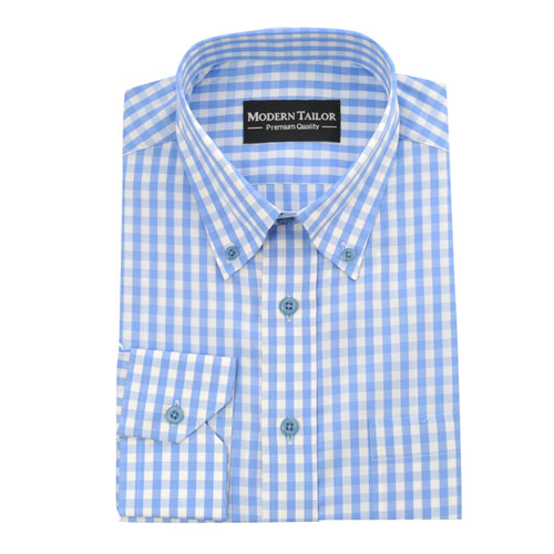 Modern Tailor | #o261 White and Blue Checks dress shirts