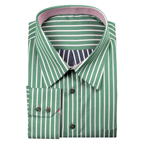 green and white striped dress shirt