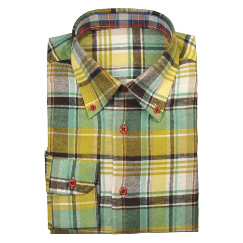 Modern Tailor | #o375 Green And Brown Flannel Check dress shirts