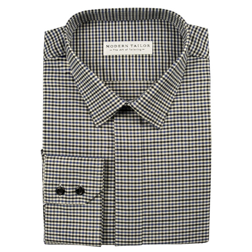 Modern Tailor | #G42 Mini Black and Blue Check dress shirts