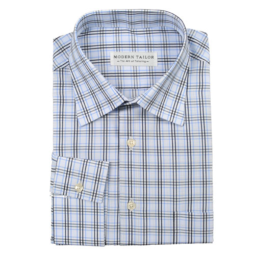 Modern Tailor | #902106 Blue and Black Check dress shirts