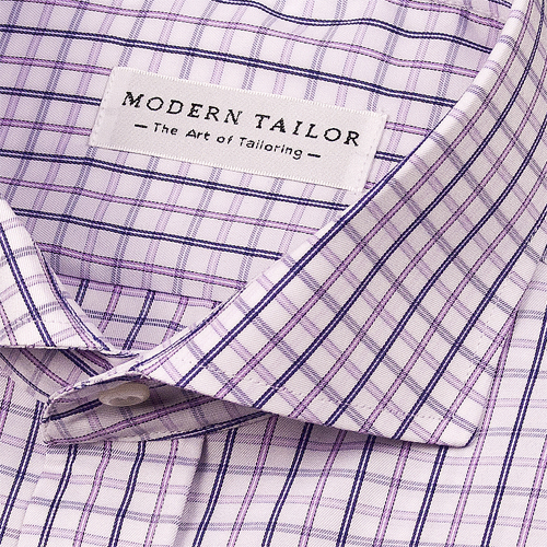 Modern Tailor | #A181-5 Twill, Lavender Check dress shirts