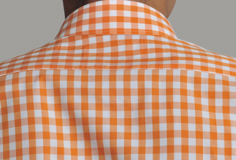 open lace back dress Orange Mini Gingham Button Down Shirt