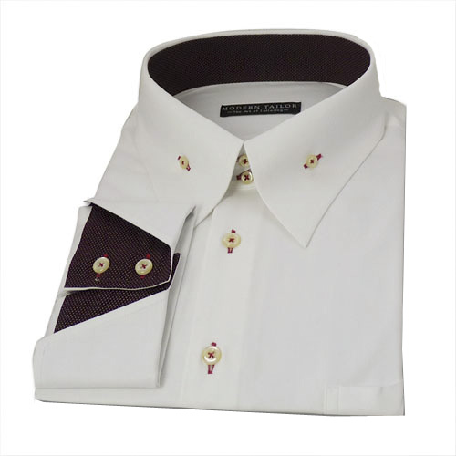 Modern Tailor P115 White  Herringbone  dress  shirts 