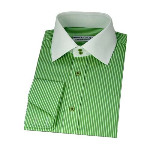 green and white striped dress shirt