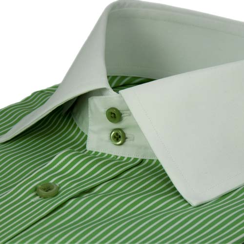 green and white striped dress shirt