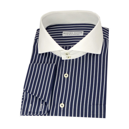 Modern Tailor | #P105 Navy blue, black and white stripes dress shirts