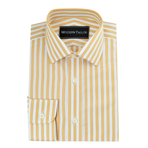 Modern Tailor | #892513 Pink-Orange and White Twill Stripe dress shirts