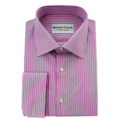 Modern Tailor | #0248 pink with white and black striped dress shirts