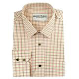 #V102 Beige Plain Linen Dress Shirts