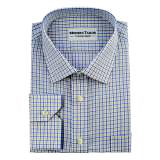 #p157 White with Blue and yellow checks Dress Shirts