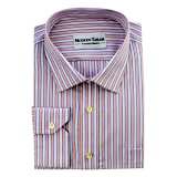 #t18 Orange, purple, blue and white twill stripes Dress Shirts