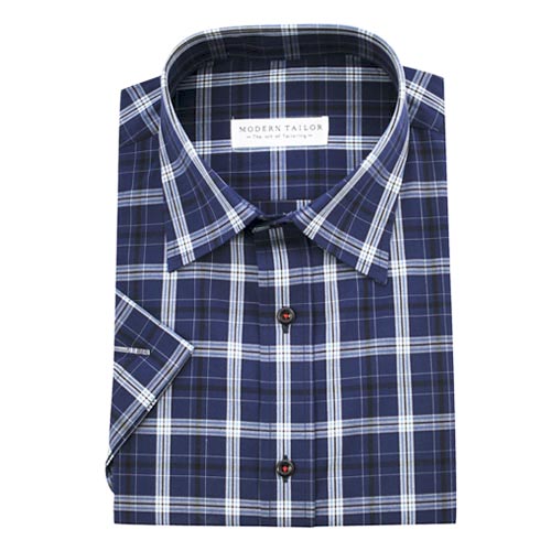 Modern Tailor | #V52 Blue and White Tartan Checks dress shirts